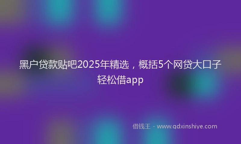 黑户贷款贴吧2025年精选，概括5个网贷大口子轻松借app