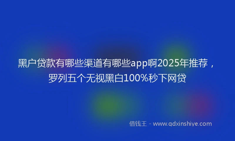 黑户贷款有哪些渠道有哪些app啊2025年推荐，罗列五个无视黑白100%秒下网贷