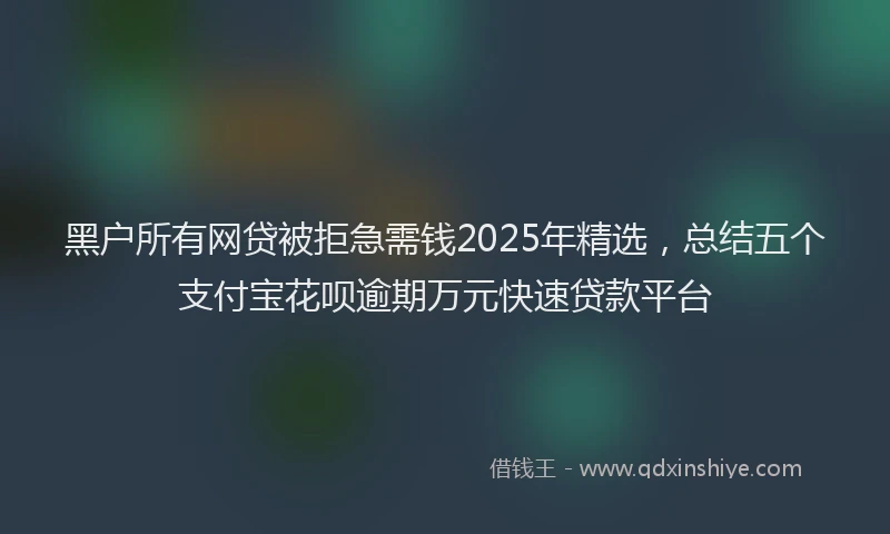 黑户所有网贷被拒急需钱2025年精选，总结五个支付宝花呗逾期万元快速贷款平台