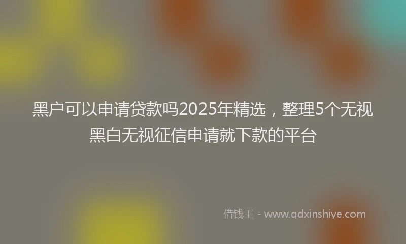黑户可以申请贷款吗2025年精选，整理5个无视黑白无视征信申请就下款的平台