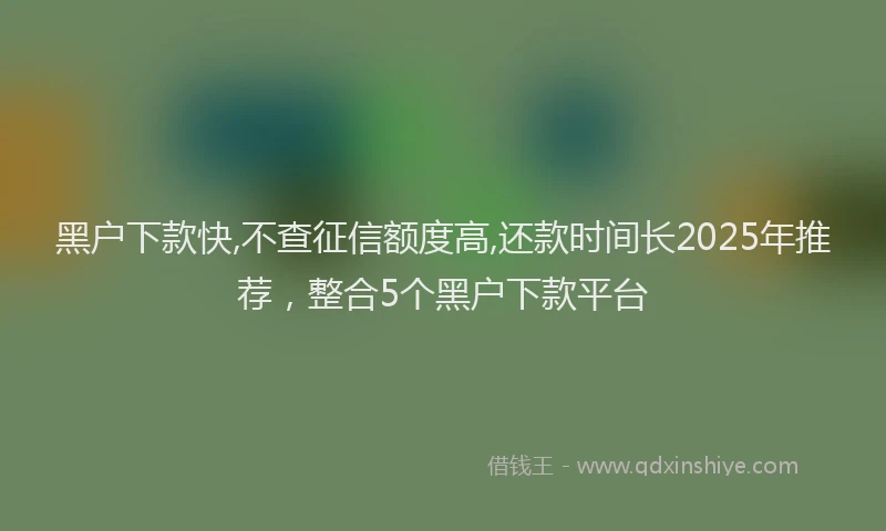 黑户下款快,不查征信额度高,还款时间长2025年推荐，整合5个黑户下款平台