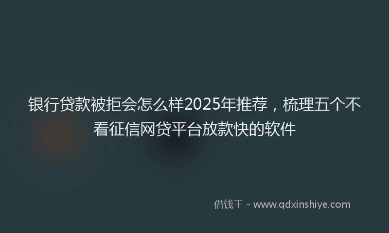 银行贷款被拒会怎么样2025年推荐，梳理五个不看征信网贷平台放款快的软件