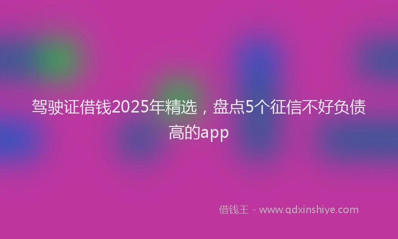 驾驶证借钱2025年精选，盘点5个征信不好负债高的app