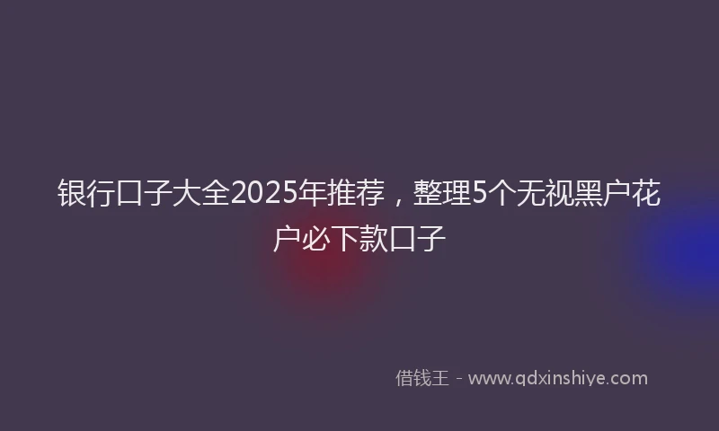 银行口子大全2025年推荐，整理5个无视黑户花户必下款口子