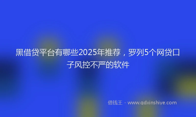 黑借贷平台有哪些2025年推荐，罗列5个网贷口子风控不严的软件