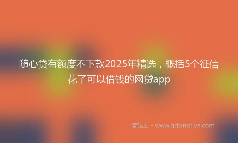 随心贷有额度不下款2025年精选，概括5个征信花了可以借钱的网贷app