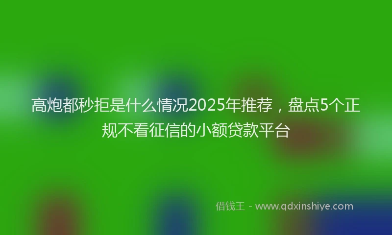 高炮都秒拒是什么情况2025年推荐，盘点5个正规不看征信的小额贷款平台