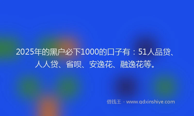 2025年的黑户必下1000的口子有：51人品贷、人人贷、省呗、安逸花、融逸花等。