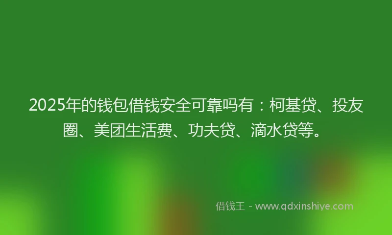 2025年的钱包借钱安全可靠吗有：柯基贷、投友圈、美团生活费、功夫贷、滴水贷等。