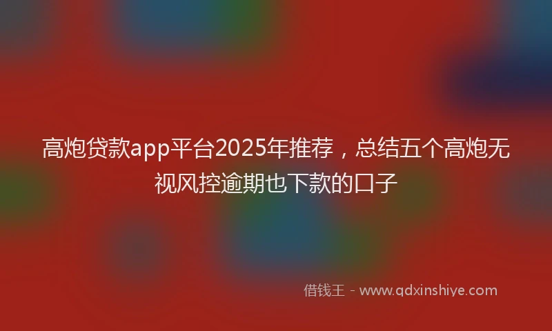高炮贷款app平台2025年推荐，总结五个高炮无视风控逾期也下款的口子