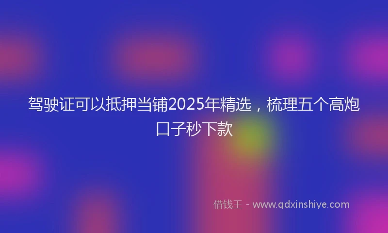 驾驶证可以抵押当铺2025年精选,梳理五个高炮口子秒下款