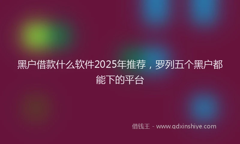 黑户借款什么软件2025年推荐，罗列五个黑户都能下的平台