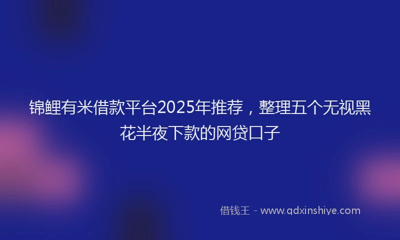 锦鲤有米借款平台2025年推荐，整理五个无视黑花半夜下款的网贷口子