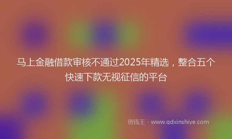 马上金融借款审核不通过2025年精选，整合五个快速下款无视征信的平台