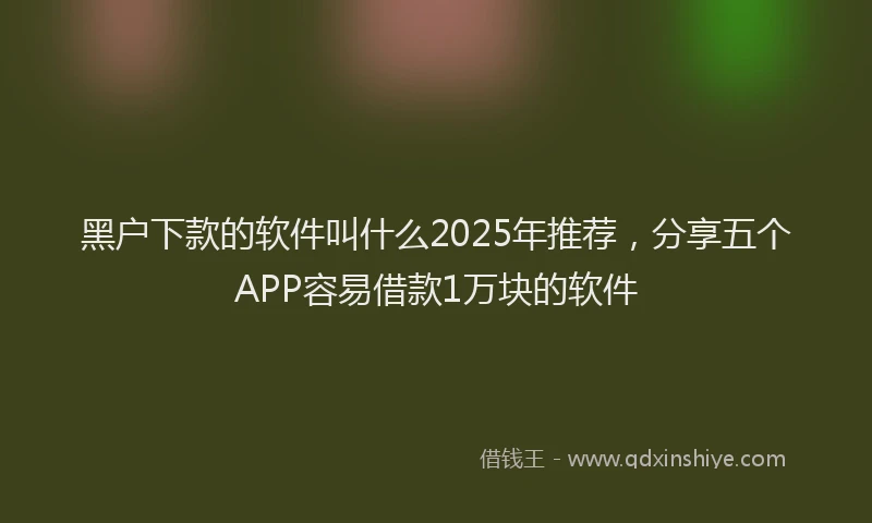 黑户下款的软件叫什么2025年推荐，分享五个APP容易借款1万块的软件