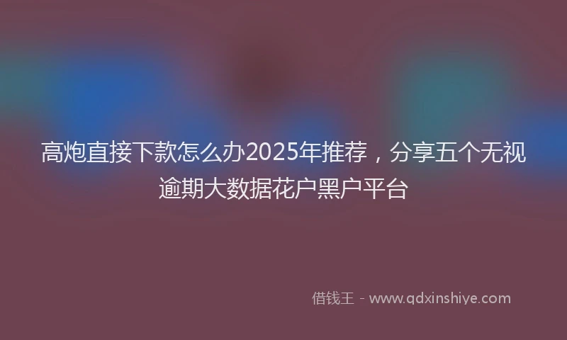 高炮直接下款怎么办2025年推荐，分享五个无视逾期大数据花户黑户平台