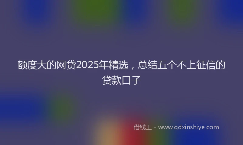 额度大的网贷2025年精选，总结五个不上征信的贷款口子