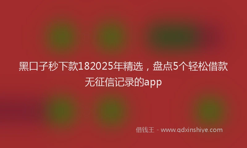 黑口子秒下款182025年精选，盘点5个轻松借款无征信记录的app