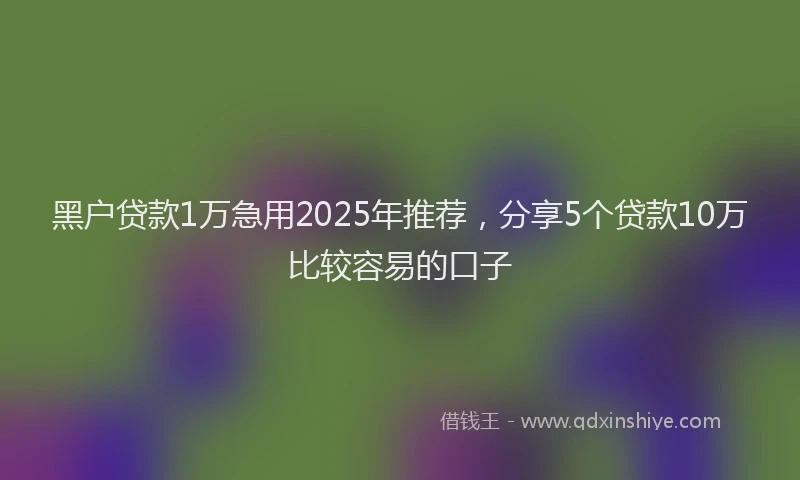 黑户贷款1万急用2025年推荐，分享5个贷款10万比较容易的口子