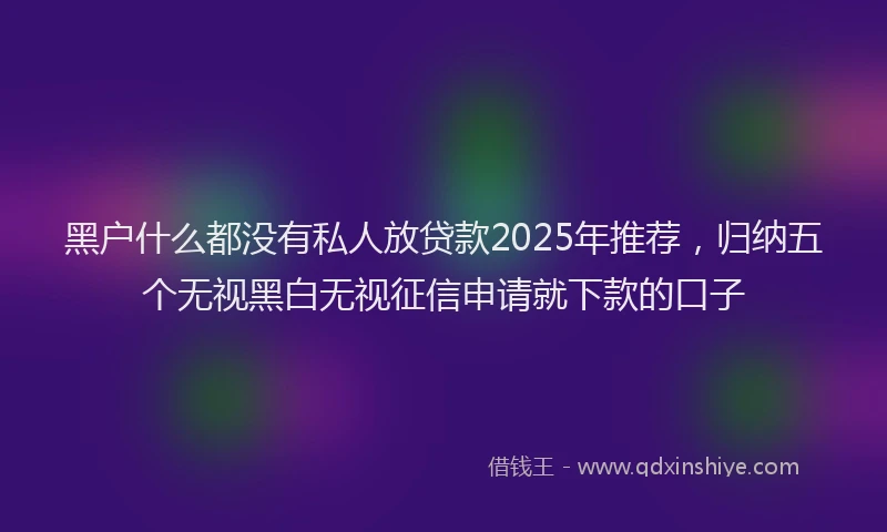 黑户什么都没有私人放贷款2025年推荐，归纳五个无视黑白无视征信申请就下款的口子