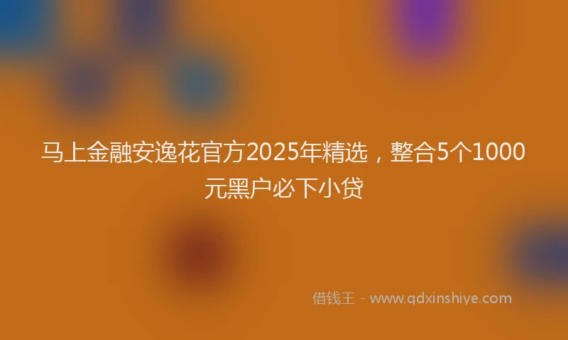 马上金融安逸花官方2025年精选，整合5个1000元黑户必下小贷