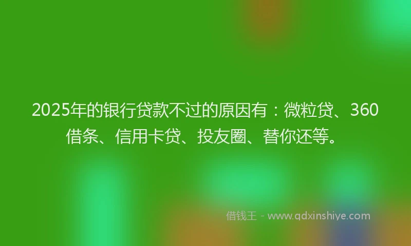 2025年的银行贷款不过的原因有：微粒贷、360借条、信用卡贷、投友圈、替你还等。