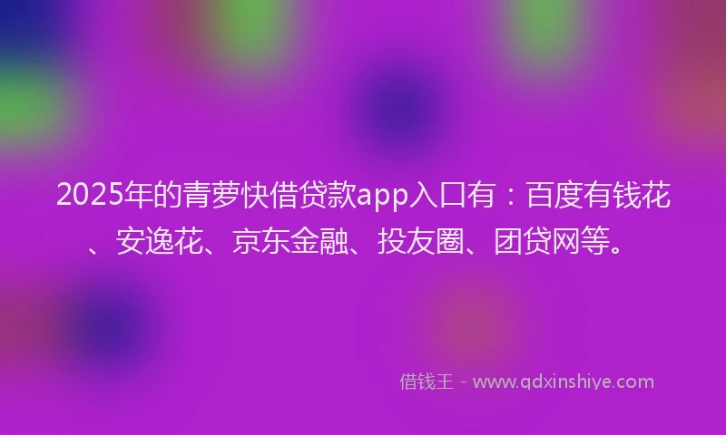 2025年的青萝快借贷款app入口有：百度有钱花、安逸花、京东金融、投友圈、团贷网等。