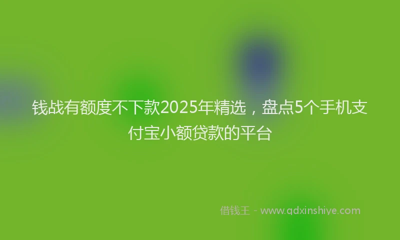 钱战有额度不下款2025年精选，盘点5个手机支付宝小额贷款的平台