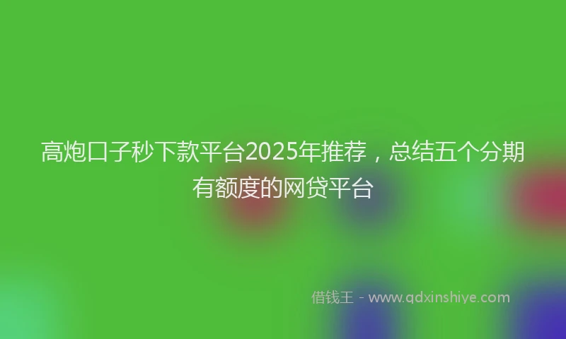 高炮口子秒下款平台2025年推荐，总结五个分期有额度的网贷平台