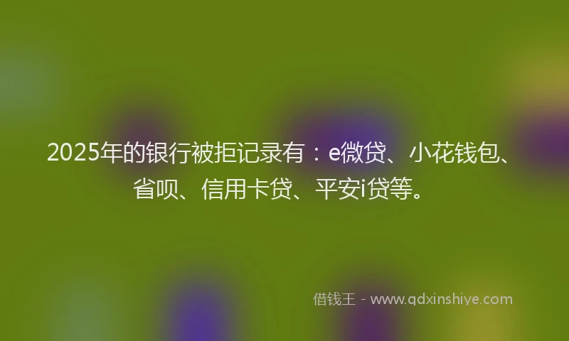 2025年的银行被拒记录有：e微贷、小花钱包、省呗、信用卡贷、平安i贷等。