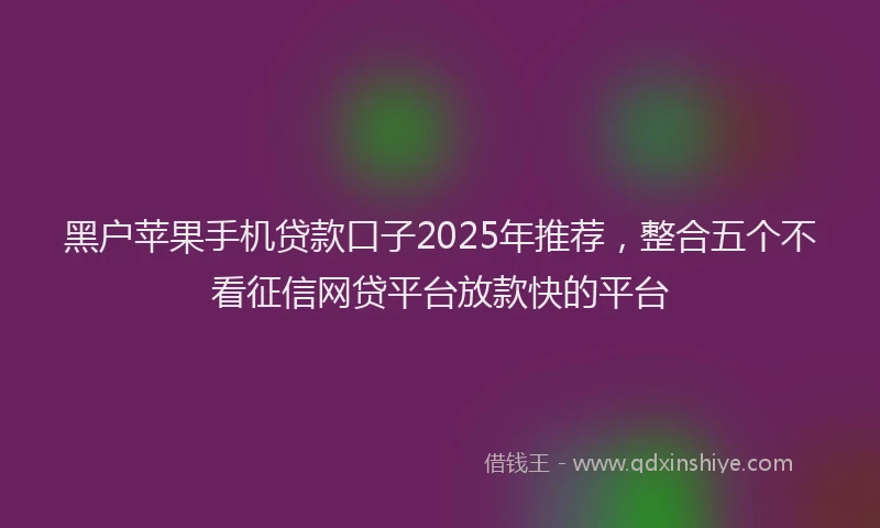 黑户苹果手机贷款口子2025年推荐，整合五个不看征信网贷平台放款快的平台
