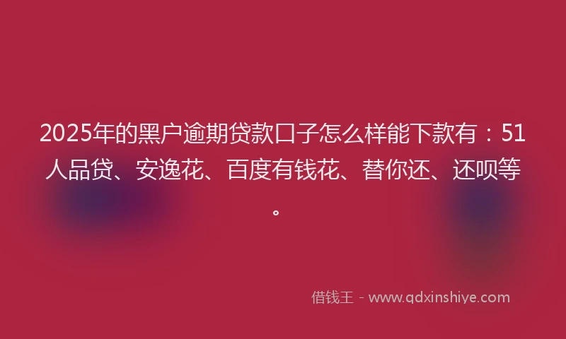 2025年的黑户逾期贷款口子怎么样能下款有：51人品贷、安逸花、百度有钱花、替你还、还呗等。