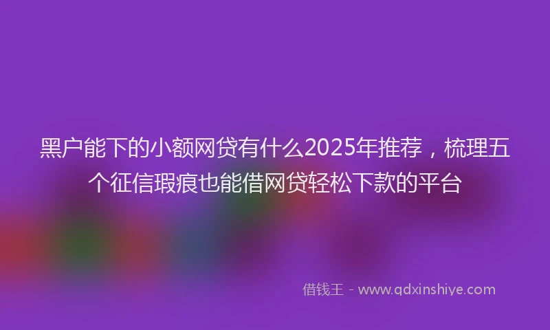 黑户能下的小额网贷有什么2025年推荐，梳理五个征信瑕疵也能借网贷轻松下款的平台