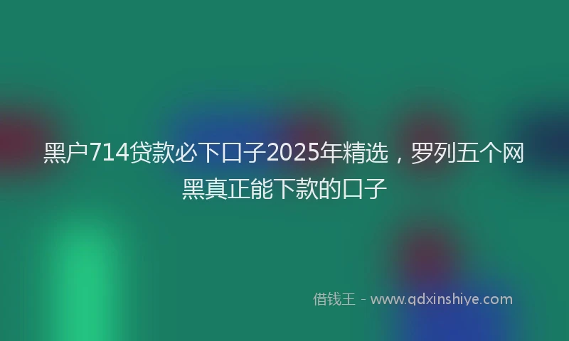 黑户714贷款必下口子2025年精选，罗列五个网黑真正能下款的口子