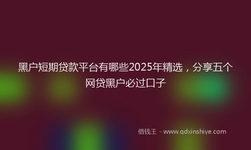 黑户短期贷款平台有哪些2025年精选，分享五个网贷黑户必过口子