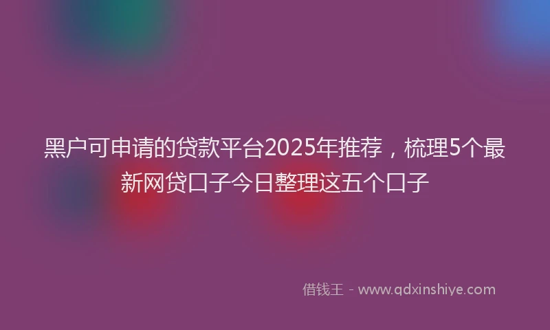 黑户可申请的贷款平台2025年推荐，梳理5个最新网贷口子今日整理这五个口子