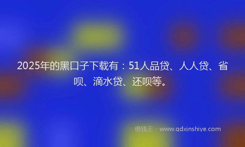 2025年的黑口子下载有：51人品贷、人人贷、省呗、滴水贷、还呗等。