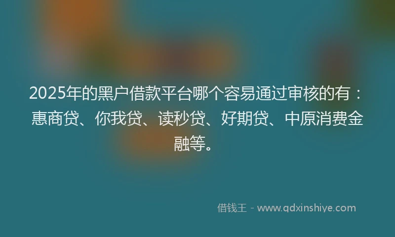 2025年的黑户借款平台哪个容易通过审核的有：惠商贷、你我贷、读秒贷、好期贷、中原消费金融等。