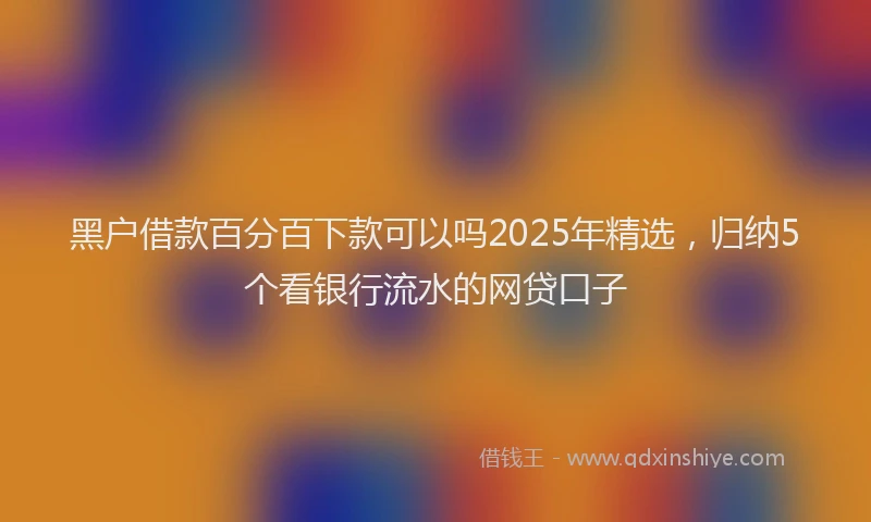 黑户借款百分百下款可以吗2025年精选，归纳5个看银行流水的网贷口子