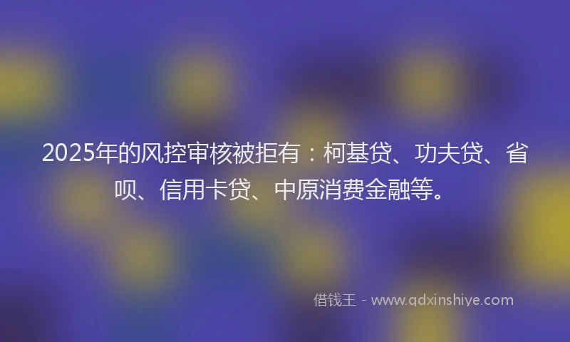 2025年的风控审核被拒有：柯基贷、功夫贷、省呗、信用卡贷、中原消费金融等。