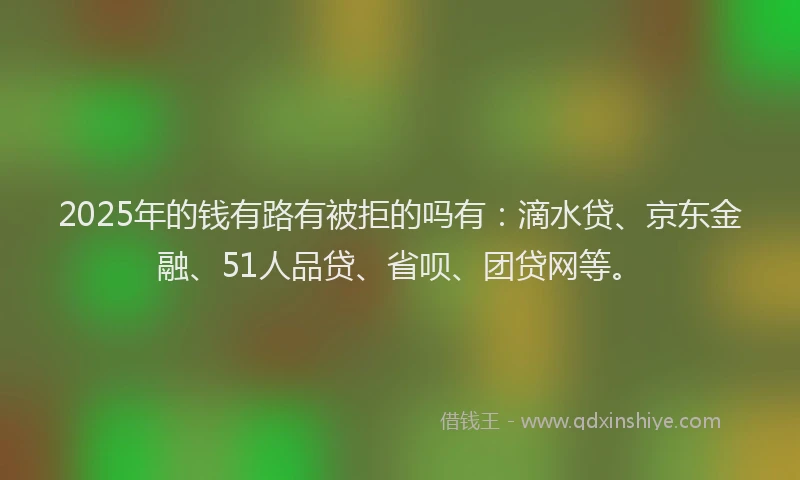 2025年的钱有路有被拒的吗有：滴水贷、京东金融、51人品贷、省呗、团贷网等。