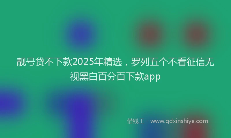 靓号贷不下款2025年精选，罗列五个不看征信无视黑白百分百下款app