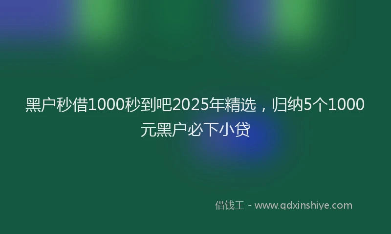 黑户秒借1000秒到吧2025年精选，归纳5个1000元黑户必下小贷