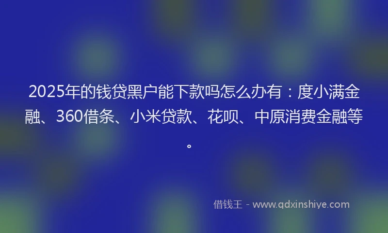 2025年的钱贷黑户能下款吗怎么办有：度小满金融、360借条、小米贷款、花呗、中原消费金融等。