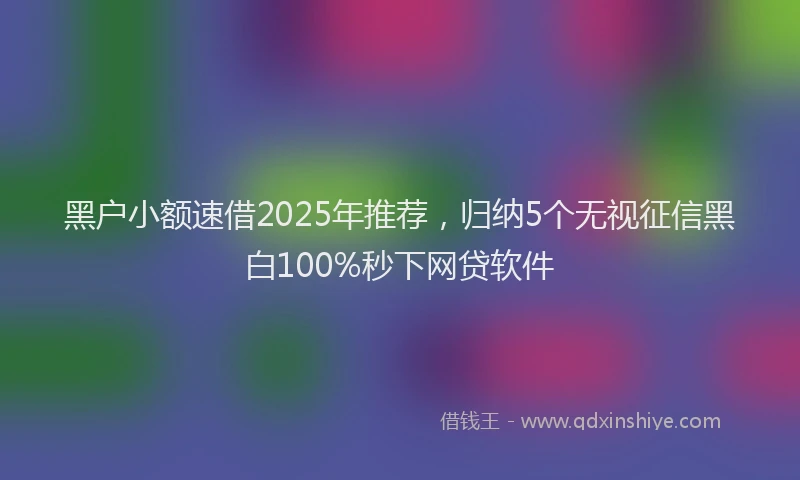 黑户小额速借2025年推荐，归纳5个无视征信黑白100%秒下网贷软件