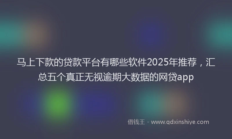 马上下款的贷款平台有哪些软件2025年推荐，汇总五个真正无视逾期大数据的网贷app