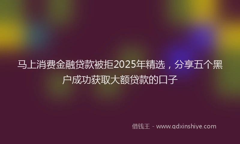 马上消费金融贷款被拒2025年精选，分享五个黑户成功获取大额贷款的口子