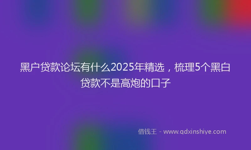 黑户贷款论坛有什么2025年精选，梳理5个黑白贷款不是高炮的口子