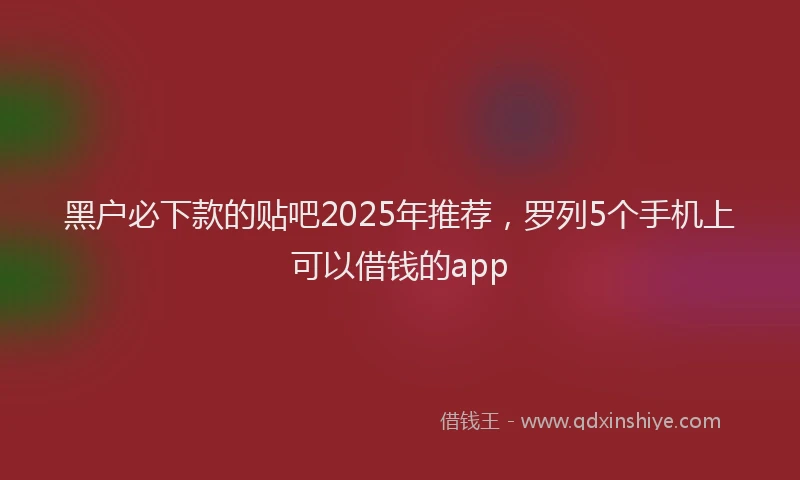黑户必下款的贴吧2025年推荐，罗列5个手机上可以借钱的app