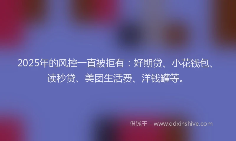 2025年的风控一直被拒有：好期贷、小花钱包、读秒贷、美团生活费、洋钱罐等。